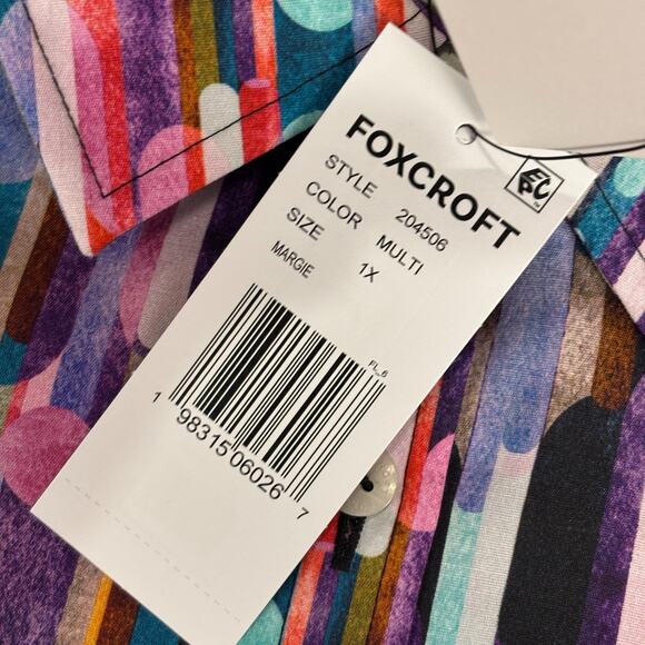 Foxcroft Margie Plus Multicolor Prism Long Sleeve Shirt NWT Size 1X - Picture 4 of 8
